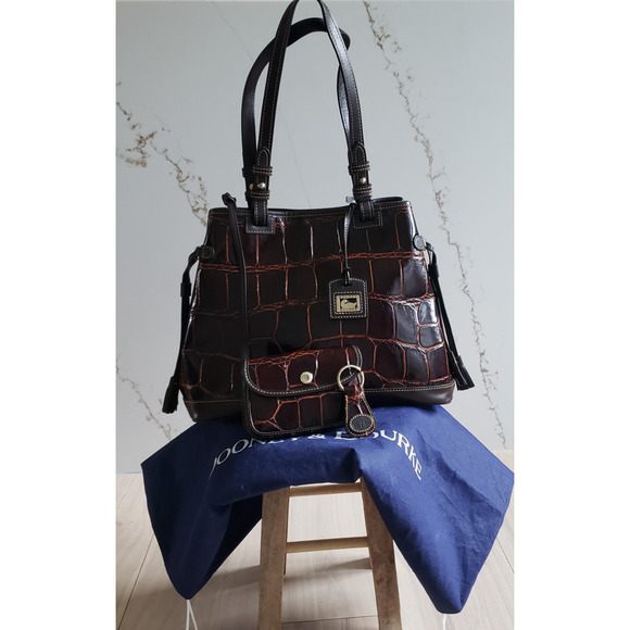 Dooney & Bourke Tassel Leather Bag Set Cognac 3 Pc Purse Wallet Keychain 1C872CG - Picture 1 of 15